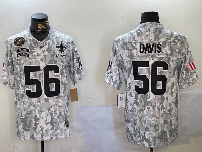 Men New Orleans Saints #56 Davis Nike Arctic Camo 2024 Salute to Service Limited NFL Jersey style 3